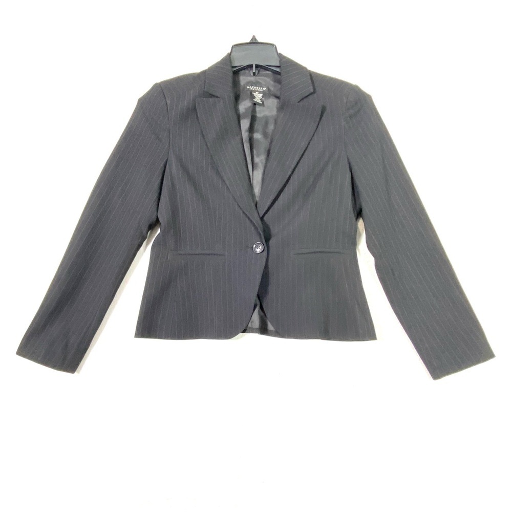 Rafaella Pinstripe Blazer Women's 8P Black Purple Stripes Single Breast Business
